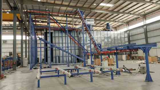 High performance Pre-treatment System LPG Heating  Vertical Powder Coating Line for Aluminum Profiles